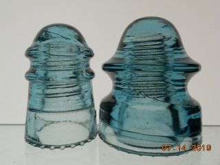CORNFLOWER BLUE CD 164 AND CD 106 MCLAUGHLIN GLASS INSULATOR 2