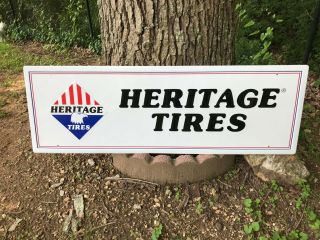 Vintage " Heritage Tires " Large Metal Advertising Sign,  (48 " X 16 "),  Near