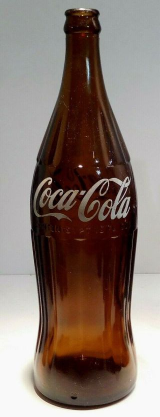 1956 Amber Acl Painted Label Soda - 26 Oz.  Coca - Cola No City.