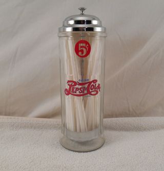 Pepsi Cola 5 Cent Glass Straw Dispenser