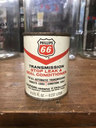 Vintage Phillips 66 Transmission Stop Leak Oil Can Sign Standard Esso Sinclair