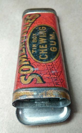 ANTIQUE 1898 SOMERVILLE ' S TIN BOX CHEWING GUM PINEAPPLE (Empty box). 5