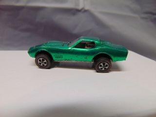 1968 Mattel Hot Wheels Red Line Custom Corvette Die Cast Car Redlines Green Usa