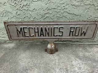 Vintage 1950 Mechanic Row Sign Double Sided Heavy Duty