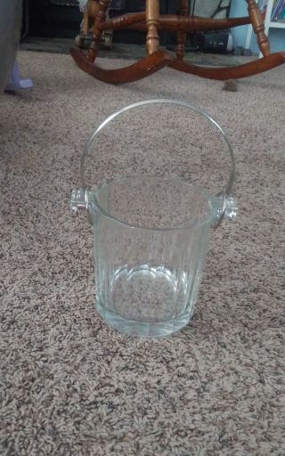 Vintage Italy Crystal Ice Bucket With Silver Plated Handle.  Le Smith Glass Co.