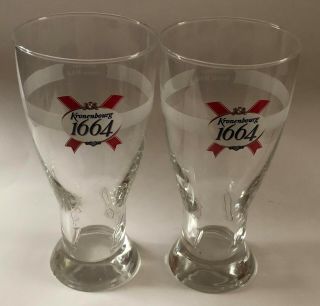 Set 2 Kronenbourg 1664 Beer Glasses Pint Ale Brewery Collectible