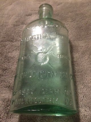 Antique Dead Stuck For Bugs Embossed Flask Shaped Bottle Phila Chemical Co