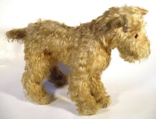 1930s 1940s Vintage Terrier Dog Animal Mohair Glass Eyes Excelsior Stuffed