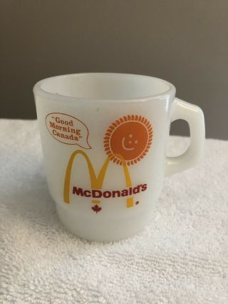 Vintage Canadian Mcdonalds Fire King Anchor Hocking Coffee Mug - Rare