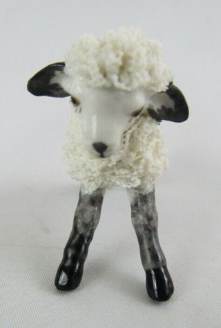 Vintage Irish Dresden Lace Black & White Baby Lamb Sheep Figurine - Darling 2