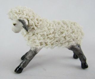 Vintage Irish Dresden Lace Black & White Baby Lamb Sheep Figurine - Darling 3
