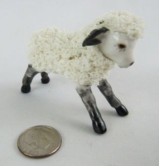 Vintage Irish Dresden Lace Black & White Baby Lamb Sheep Figurine - Darling 5