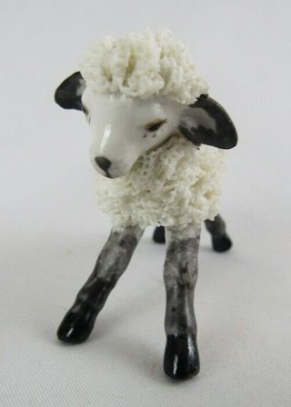 Vintage Irish Dresden Lace Black & White Baby Lamb Sheep Figurine - Darling 6