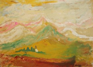 Vintage German Expressionist Landscape Oil Painting Signed E.  Nolde