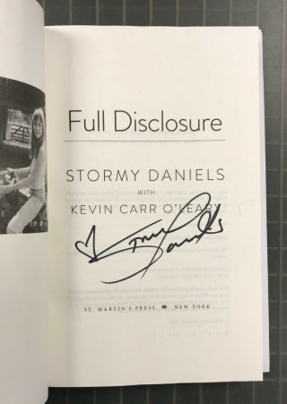Stormy Daniels Signed FULL DISCLOSURE Book Autographed AUTO 2
