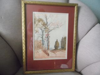 Vintage Theodore (t.  S.  A. ) Cunningham Lndscpe Watercolor Pntg Texas Listed Artist