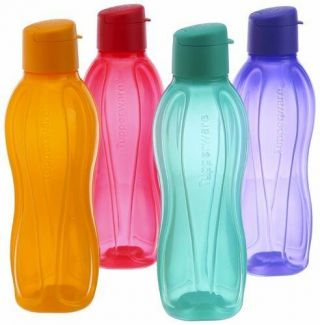Tupperware Fliptop Water Bottle 1 Litre Aquasafe [set Of 4] Eco Sports Bottle.