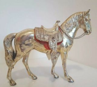 Metal Horse Figure With Removable Saddle 8 X 7 " & Heavy