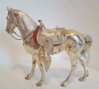 Metal Horse figure with removable saddle 8 x 7 