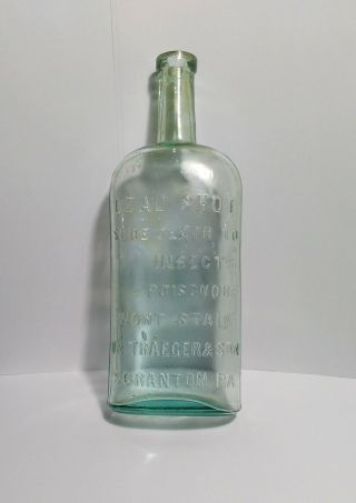 Antique Glass Bottle Dead Shot Sure Death Poison Glass Bottle Coffin Shape