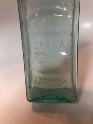 Hood ' s Sarsaparilla Bottle Lowell,  Mass Antique Vintage 3