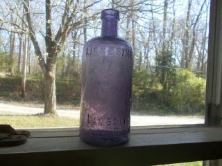 One Of The First 1890s Listerine Bottle Amethyst Hand Blown 6 3/4 " Large Size
