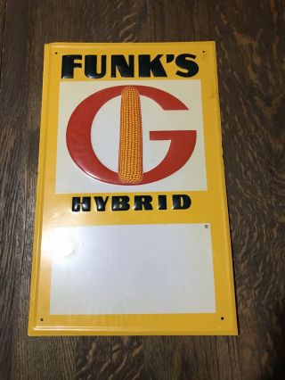 Vintage Nos 10”x16” Funks G.  Hybrid Seed Corn Field Sign