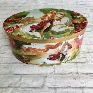 Lady Godiva Oval Tin Rare Collectible Limited Edition Empty Butterflies Horse