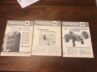 3 Vintage International Harvester Tractors General Sales Bulletin Brochures