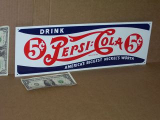 Pepsi - Cola - Gas Station Screen Door Or Shelf Edge Drink Sign - Red - White - Blue
