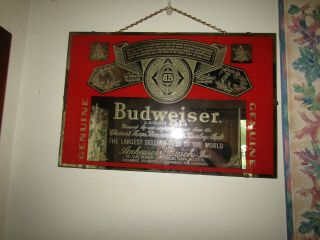 Vintage Early 1970 ' s Budweiser Beer Mirror 24 