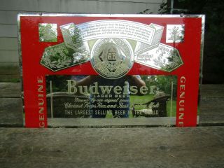 Vintage Early 1970 ' s Budweiser Beer Mirror 24 