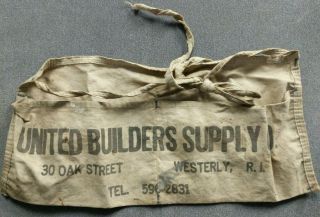 Vintage Hardware Store Linen Apron United Builders Supply Westerly Rhode Island