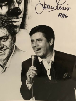 Jerry Lewis Autographed Hand Signed Photograph Sketch Photo