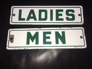 Porcelain Restroom Signsladies Men The Continental Oil Co.  Cities Service Gas