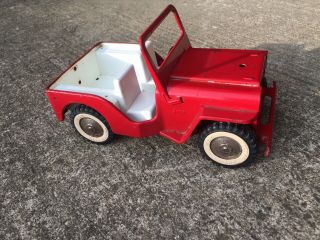 Vintage Tonka Red Fire Jeep With Tow Hitch Pressed Steel