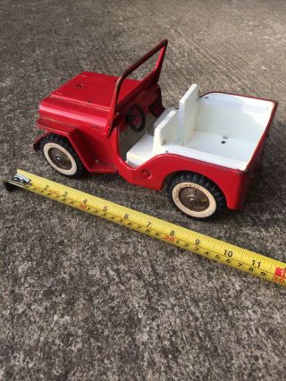 VINTAGE TONKA RED FIRE JEEP WITH TOW HITCH PRESSED STEEL 3
