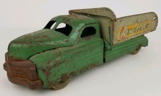 Vintage Buddy L Green Pressed Steel Sand & Gravel Dump Truck Toy 13 Inches Long