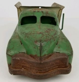 Vintage Buddy L Green Pressed Steel Sand & Gravel Dump Truck Toy 13 Inches Long 5