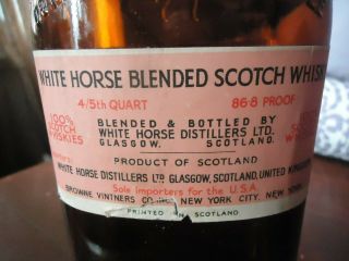 Vintage Empty White Horse Cellar Blended Scotch Whiskey Recipe Bottle 7