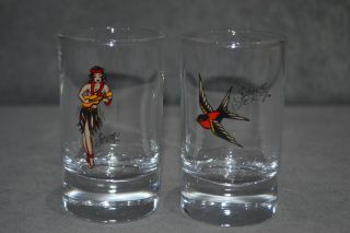 2x Sailor Jerry Spiced Rum Limited Edition Glasses Glass Tumbler Rare