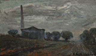 Antique German Expressionist Landscape Oil Painting Signed E.  L.  Kirchner