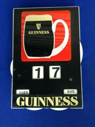 Vtg Authentic Guinness Irish Beer Pub Mechanical Calendar Sign Ireland Made