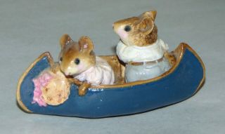 1981 Wee Forest Folk Miniature Two In A Canoe Ms - 11 Retired Mice
