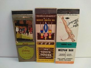 3 Early Casino Matchbook Covers Colony - Town House - Mizpah Reno,  Nv