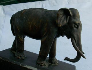 Rare Vintage 5 " Bronze Elephant Figurine Statue & Stand Wild Animal Heavy Look