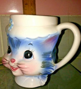 Vintage Lefton Japan Springtime Porcelain Miss Priss Kitty Cat Mug