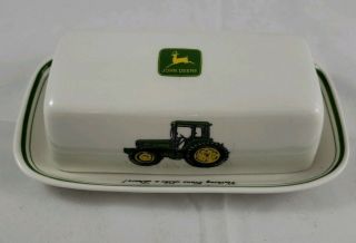 John Deere Covered Butter Dish Collectible Nothing Runs Like A Deere