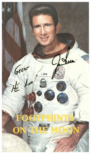 Space Autographs: Signed Leaflet Jim Irwin Apollo 15