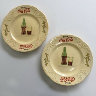 Vintage 1931 Coca Cola Vitreous Edwin M.  Knowles Sandwich Plate 7 1/4” Set Of 2